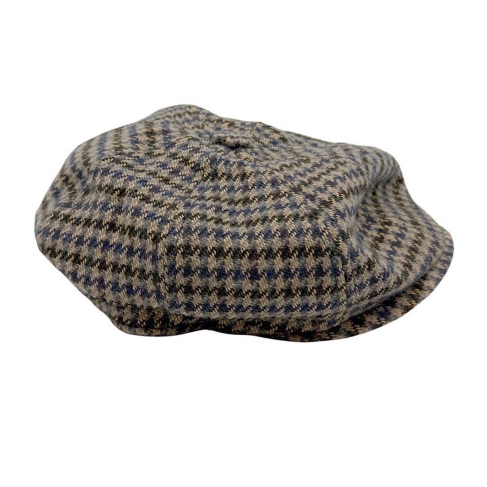 Goorin Bros Mens Large Multicolor Houndstooth Plaid 8-Panel Cabbie Newsboy Hat